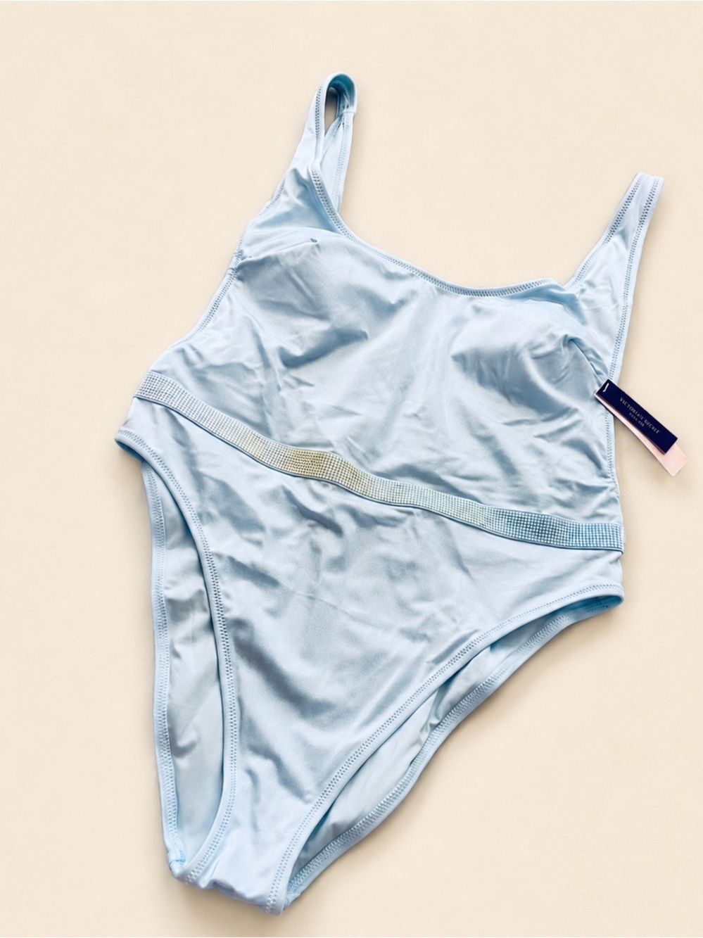 Victorias Secret Nwt Purity Blue Shine Bling Plunge One Piece Swimsuit Swim 1 Pc